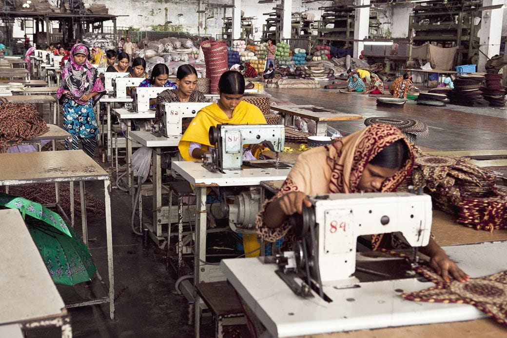 Women sewing in a textile factory